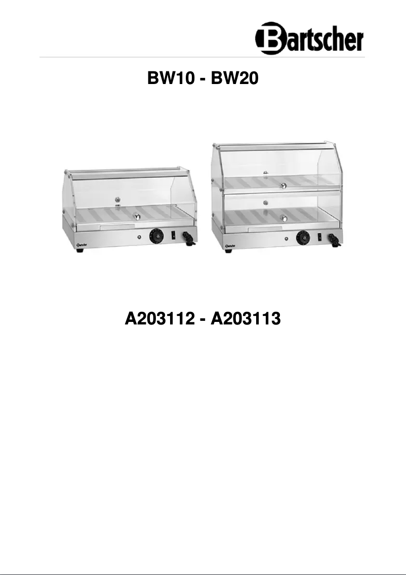 Page 1 of the manual User Manual Bartscher BW20
