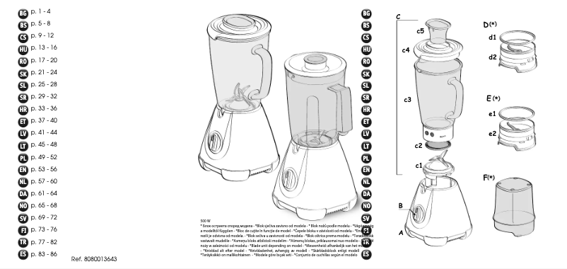 Page 1 de la notice Manuel utilisateur Tefal Blendforce Glass Tripl'Ax BL310A