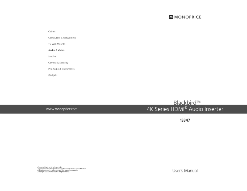 Página 1 del manual Manual de usuario Monoprice 13347