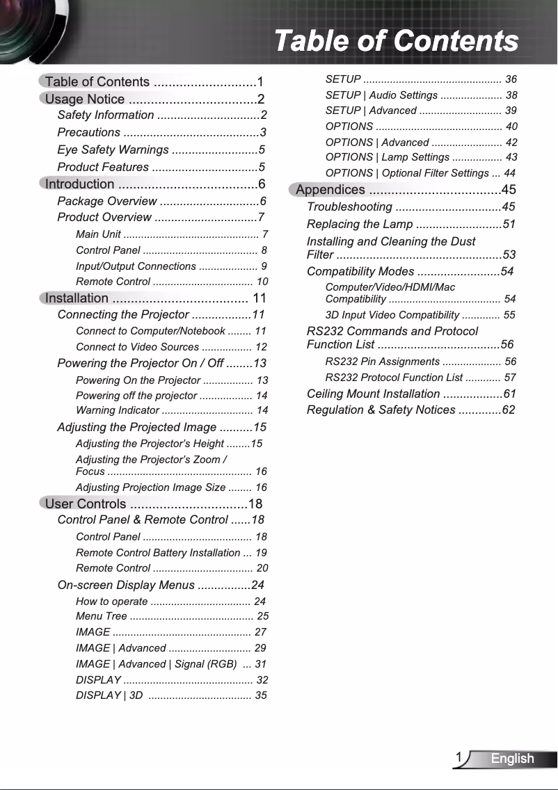 Page 1 de la notice Manuel utilisateur InFocus IN112V