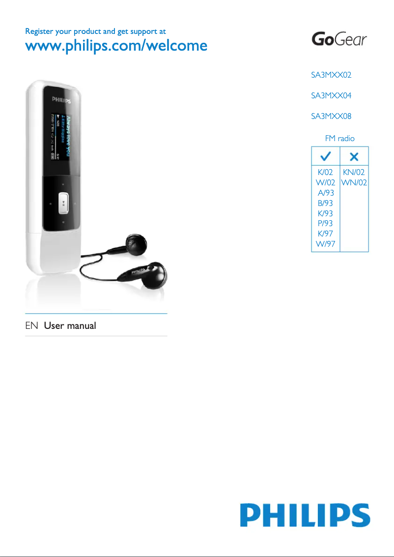 Page 1 de la notice Manuel utilisateur Philips GoGear Mix SA3MXX04WA