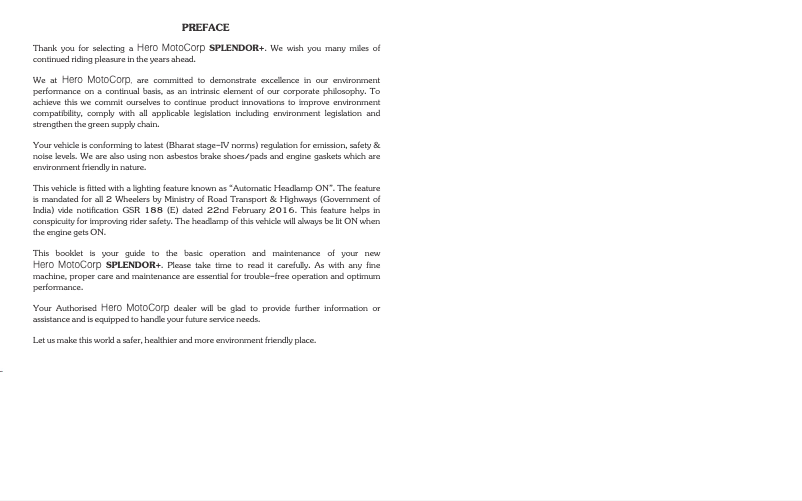 Página 1 del manual Manual de usuario Hero Splendor+ (2017)