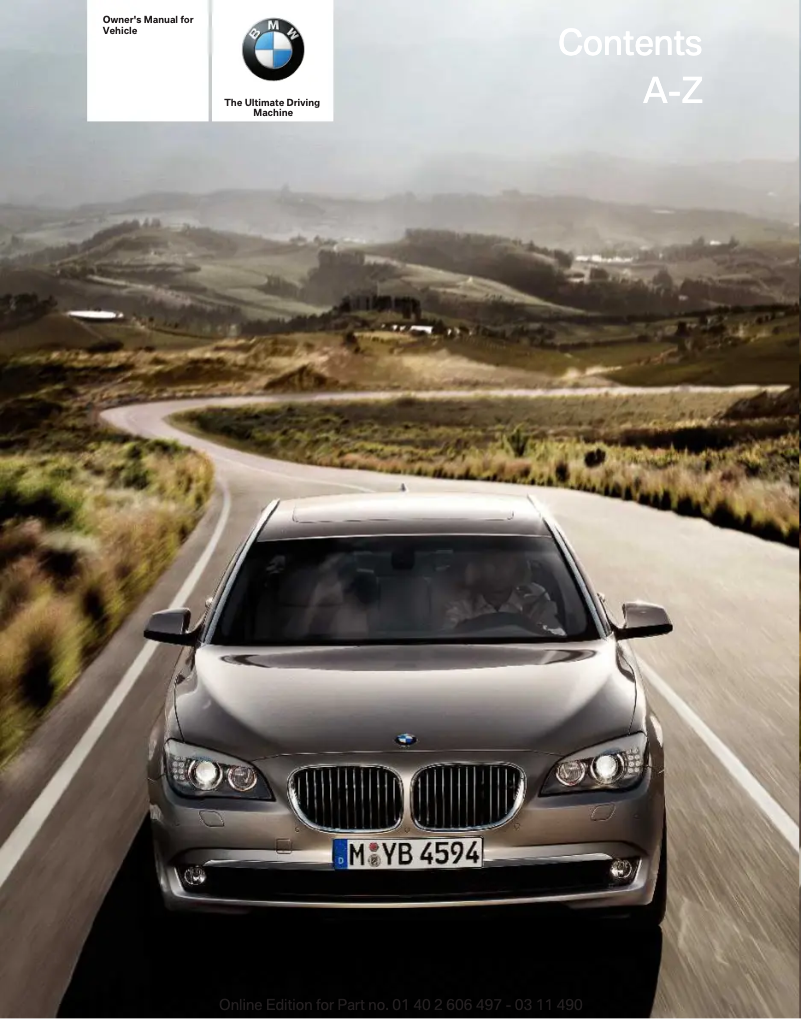 Page 1 de la notice Manuel utilisateur BMW 740Li Sedan (2011)