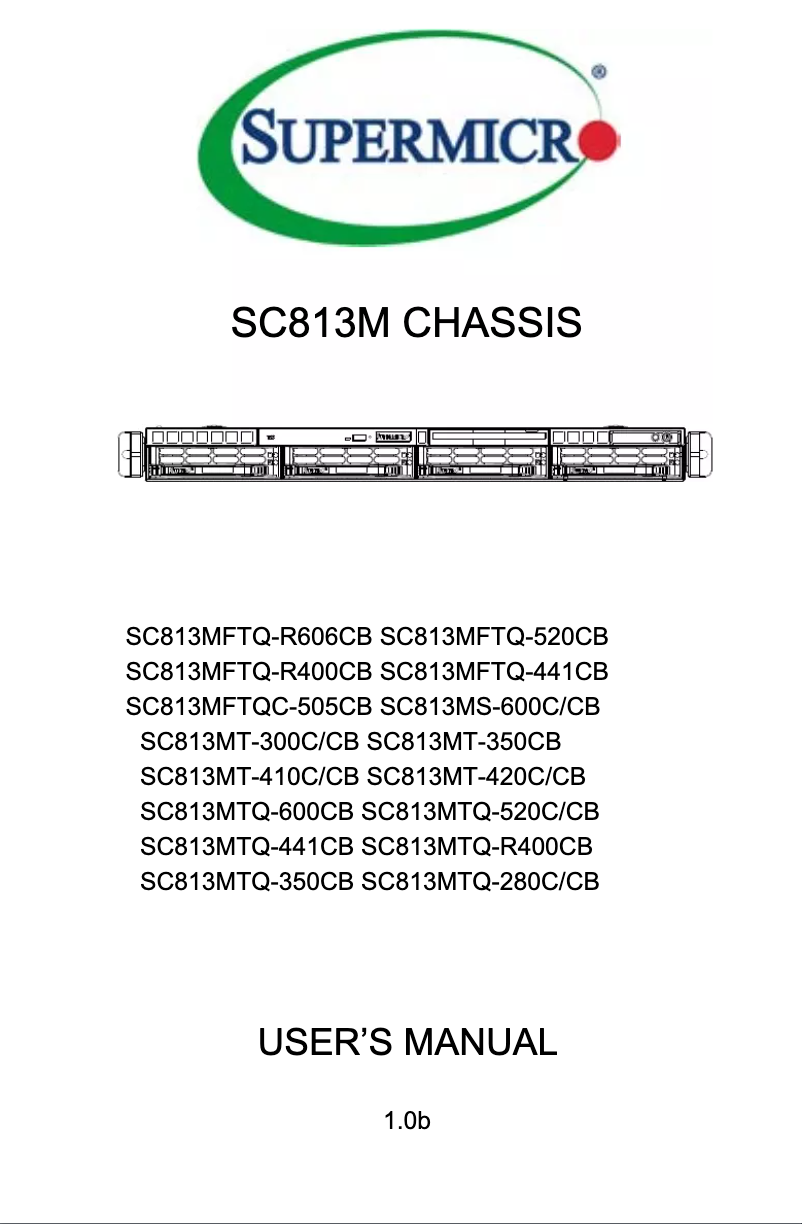 Page 1 of the manual User Manual Supermicro SuperChassis SC813M
