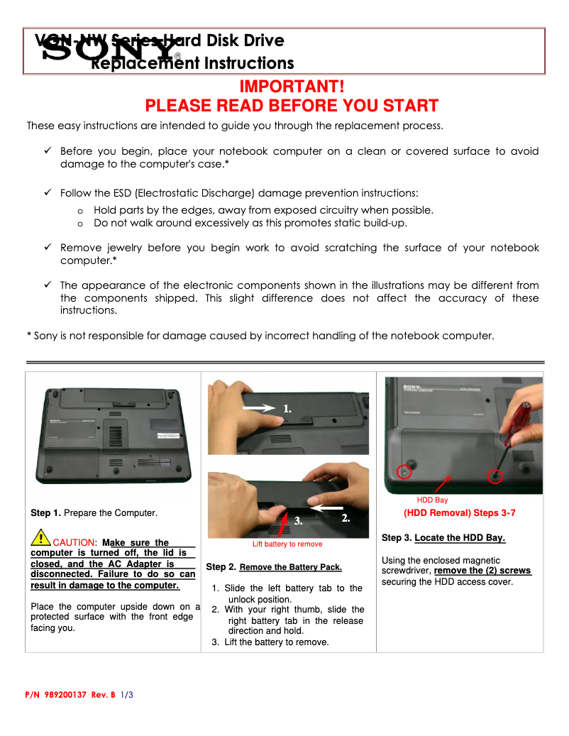 Image de la première page du manuel de l'appareil VGN-NW235D