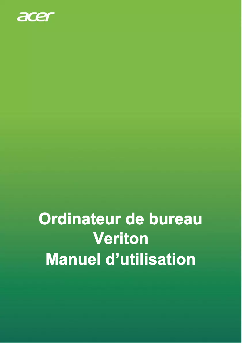Page 1 de la notice Manuel utilisateur Acer Veriton X2710G