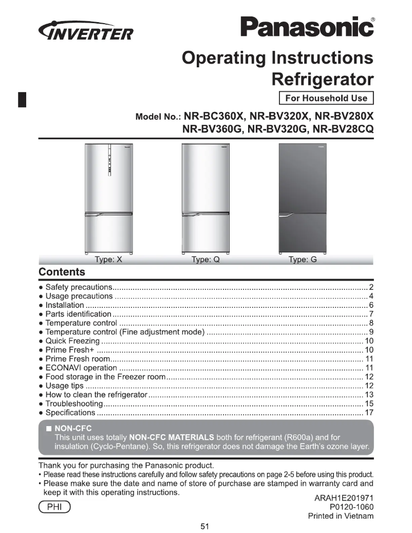 Image de la première page du manuel de l'appareil NR-BV320G