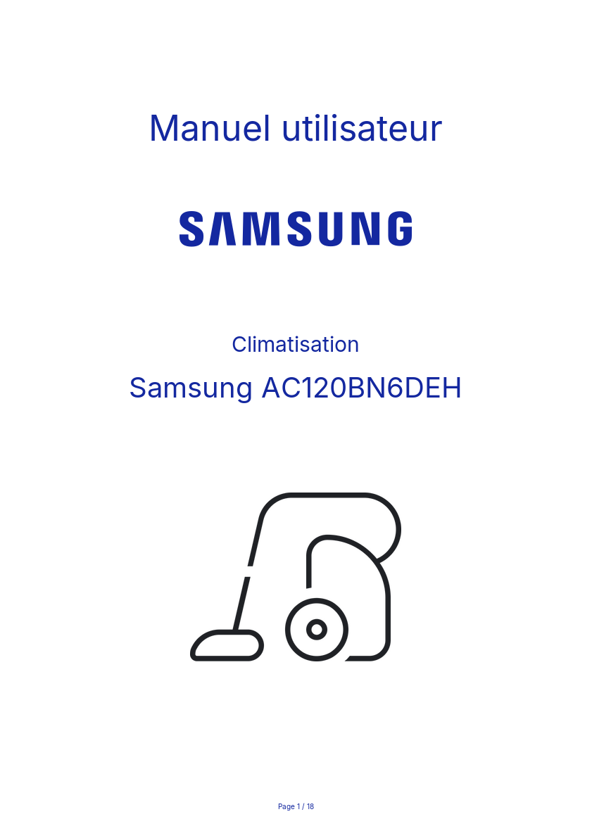 Page n°1 - Manuel utilisateur Samsung AC120BN6DEH