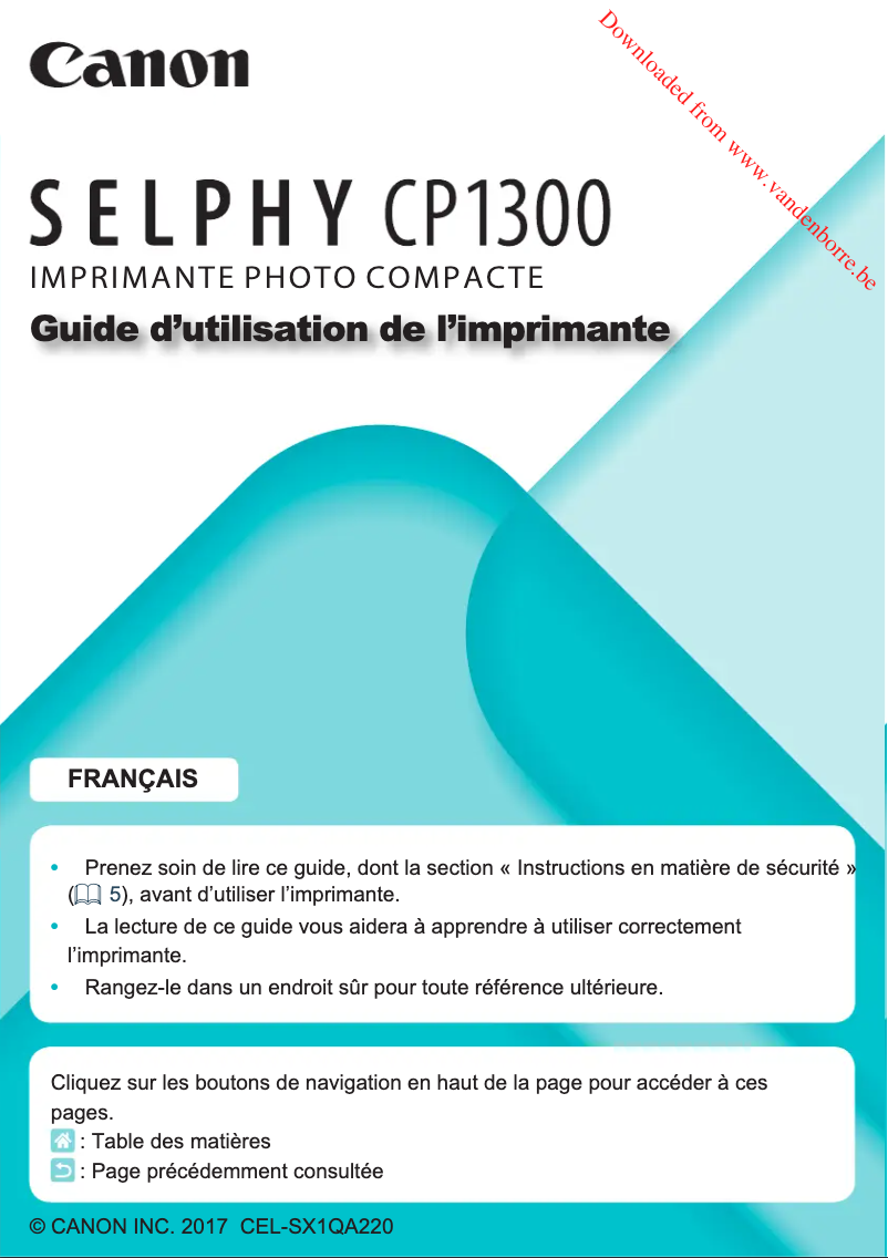 Page 1 de la notice Manuel utilisateur Canon SELPHY CP1300