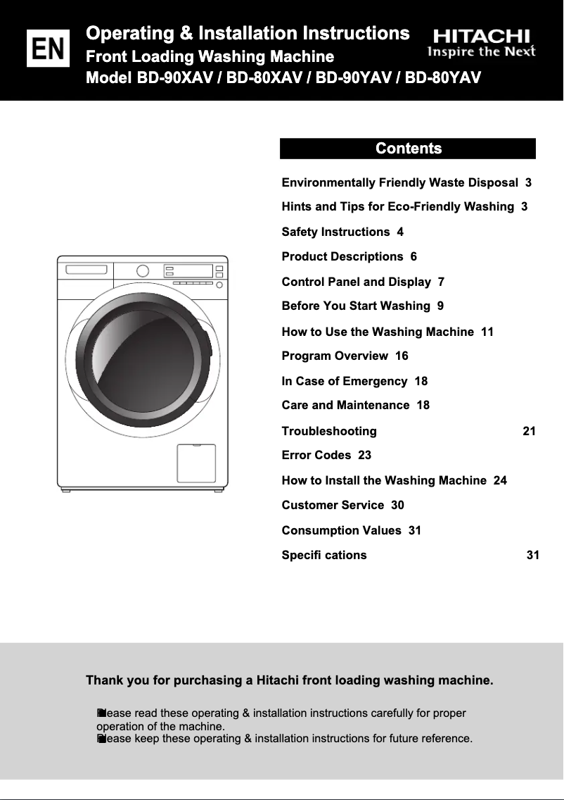 Image de la première page du manuel de l'appareil BD-90XAV