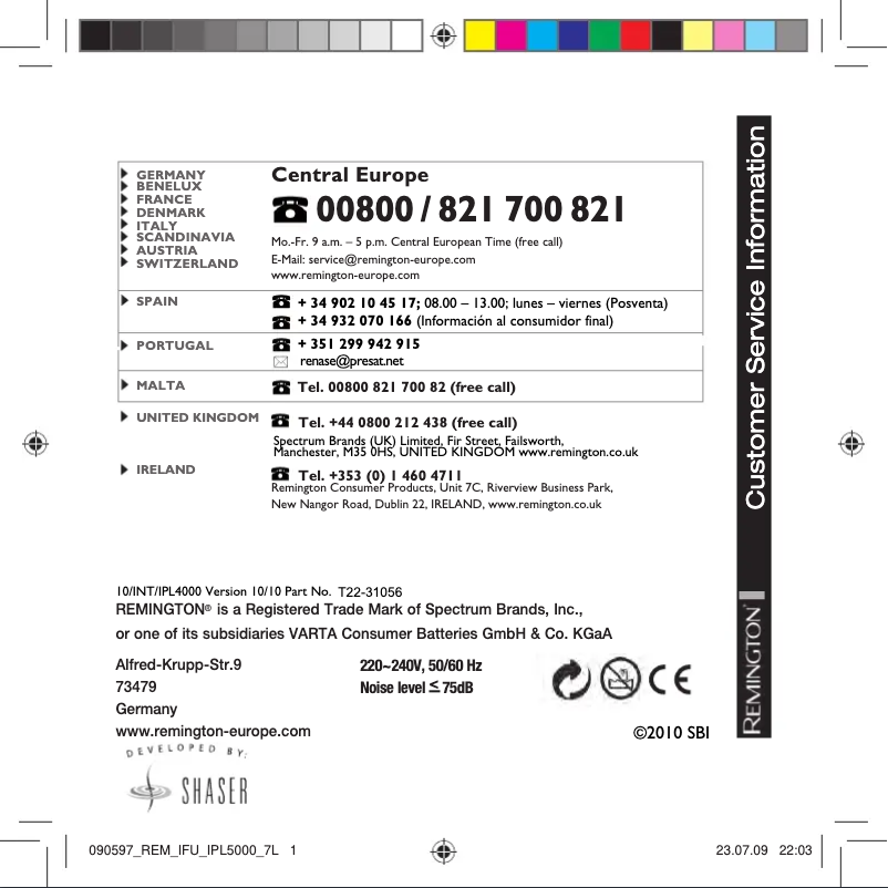 Page 1 de la notice Manuel utilisateur Remington i-Light IPL4000