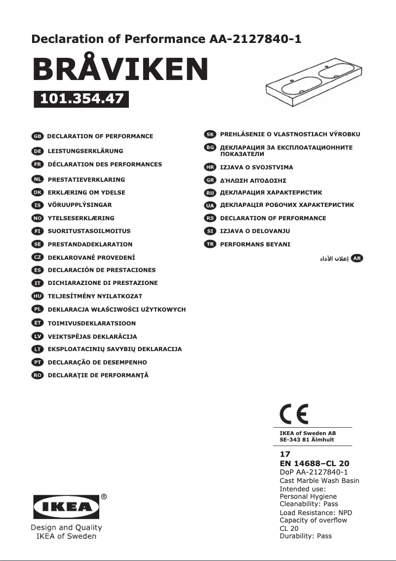 Página 1 del manual Manual de usuario Ikea BRÅVIKEN 101.354.47