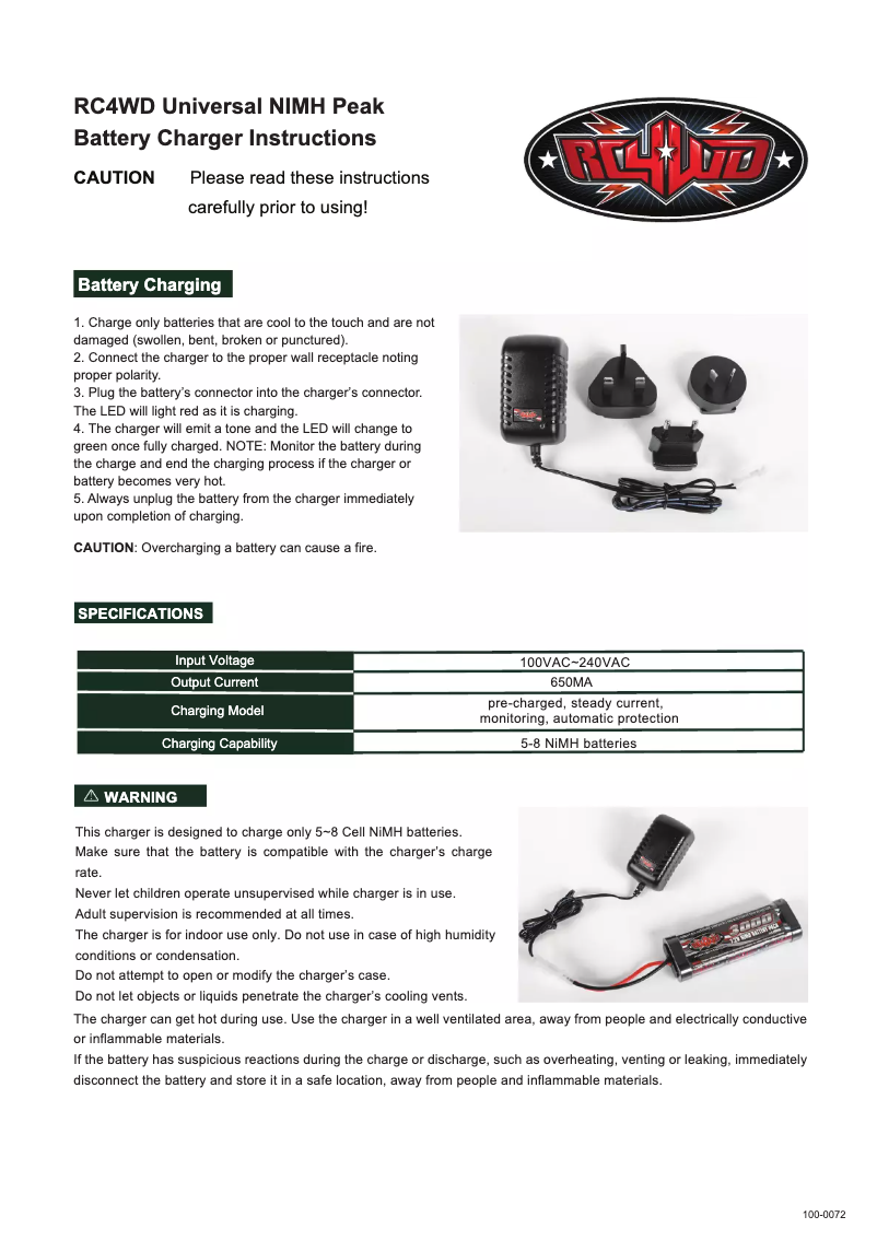 Page 1 de la notice Manuel utilisateur RC4WD Z-E0106