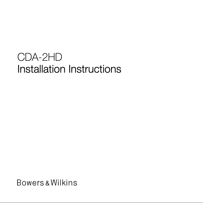 Page n°1 - Guide d'installation Bowers & Wilkins CDA-2HD