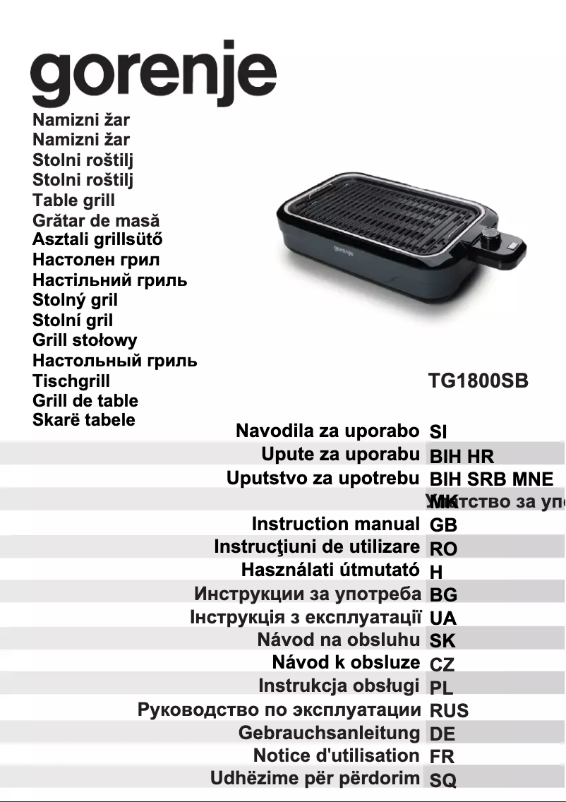 Image de la première page du manuel de l'appareil TG1800SB