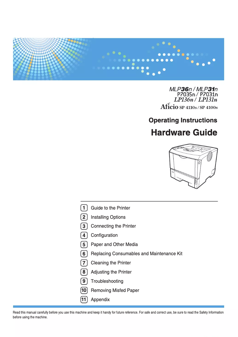 Page 1 de la notice Manuel utilisateur Ricoh SP 4100N-KP