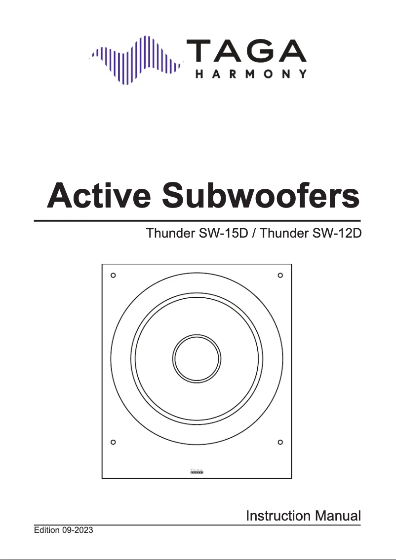 Page 1 of the manual User Manual Taga Harmony Thunder SW-15D