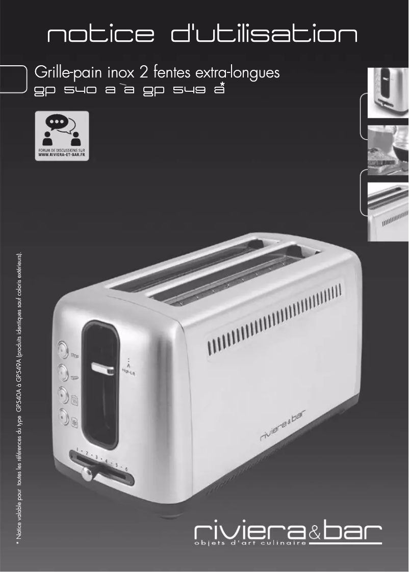 Page 1 de la notice Manuel utilisateur Riviera & Bar GP547A