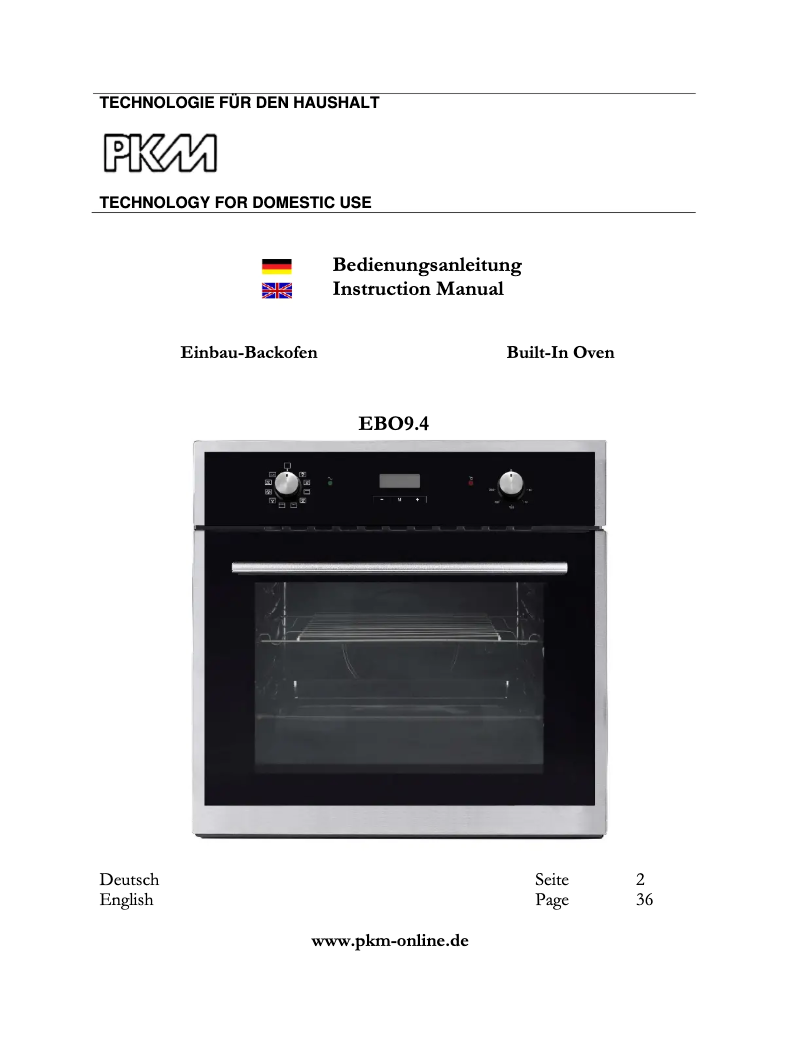 Page 1 de la notice Manuel utilisateur PKM EBO9.4