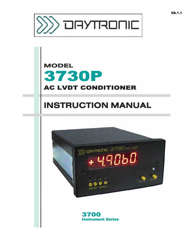 Page n°1 - Manuel utilisateur Daytronic 3730P
