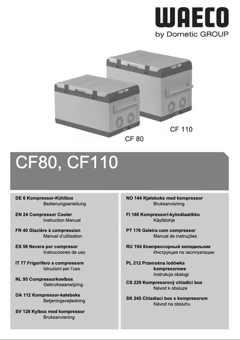 Page 1 de la notice Manuel utilisateur Waeco CoolFreeze CF 80