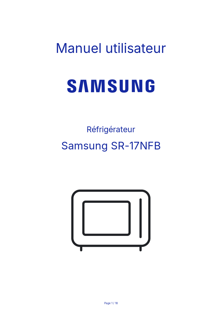 Image de la première page du manuel de l'appareil SR-17NFB