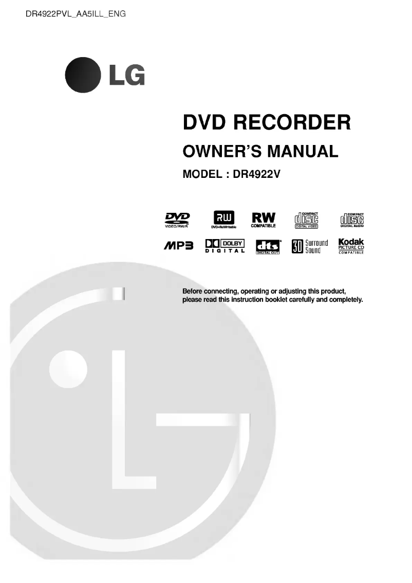 Image de la première page du manuel de l'appareil DR4922PVL