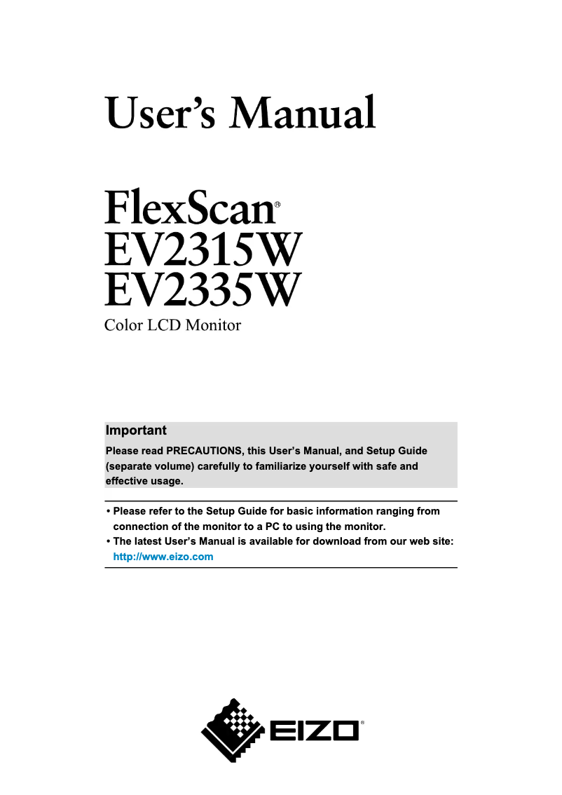 Page 1 de la notice Manuel utilisateur Eizo FlexScan EV2335W