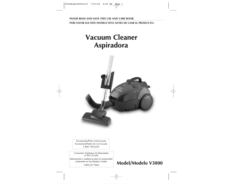 Image de la première page du manuel de l'appareil V3000