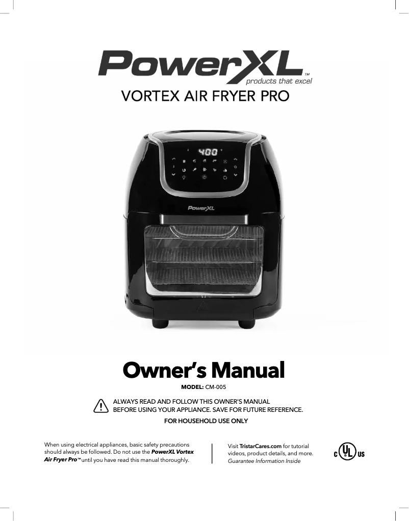 Page 1 de la notice Manuel utilisateur PowerXL Vortex Air Fryer Pro CM-005