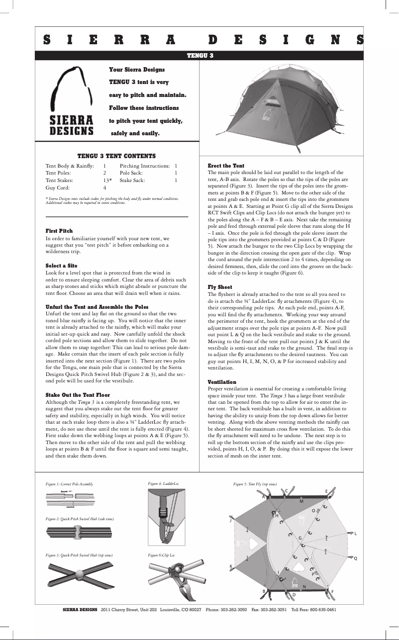 Página 1 del manual Manual de usuario Sierra Designs Tengu 3