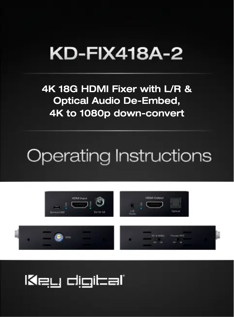 Page 1 de la notice Manuel utilisateur Key Digital KD-FIX418A-2