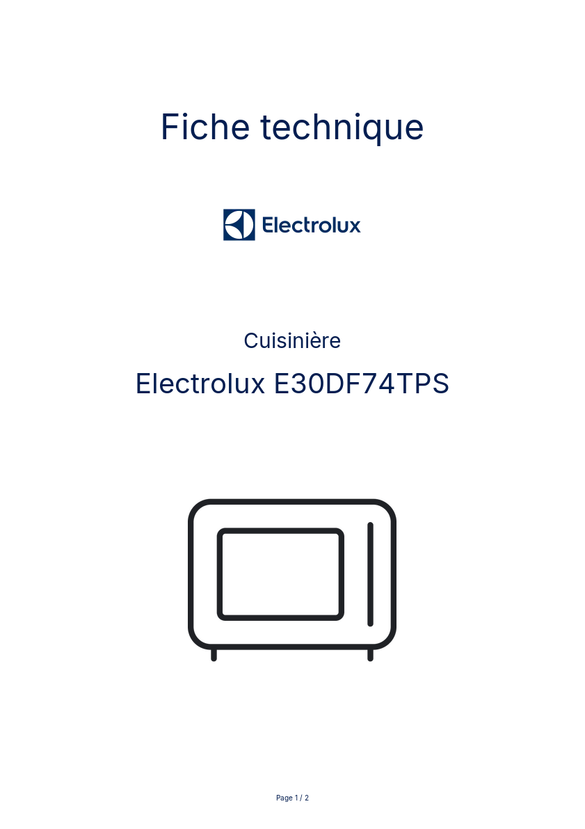 Page n°1 - Fiche technique Electrolux E30DF74TPS