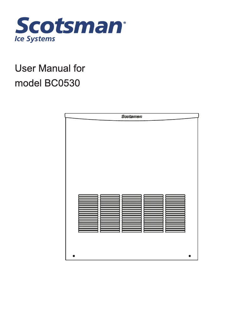 Page n°1 - Manuel utilisateur Scotsman BC0530