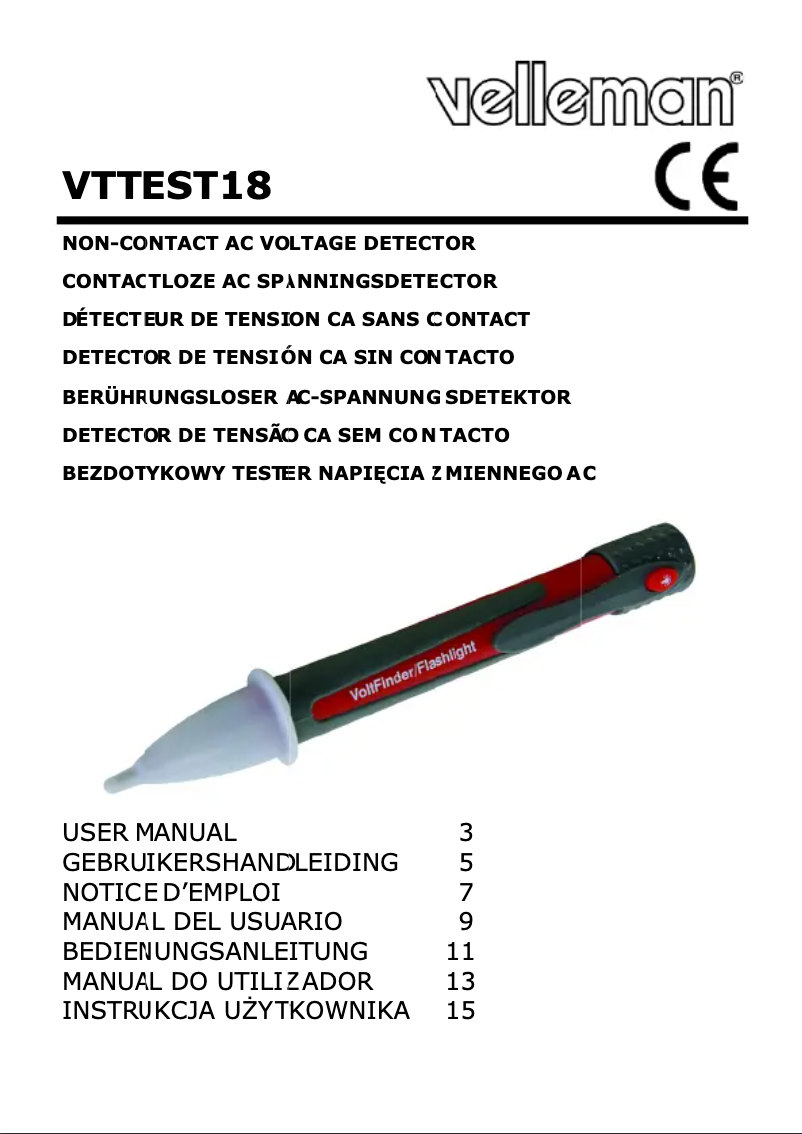 Página 1 del manual Manual de usuario Velleman VTTEST18