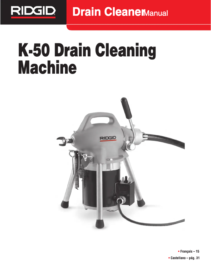 Page 1 de la notice Manuel utilisateur Ridgid K-50