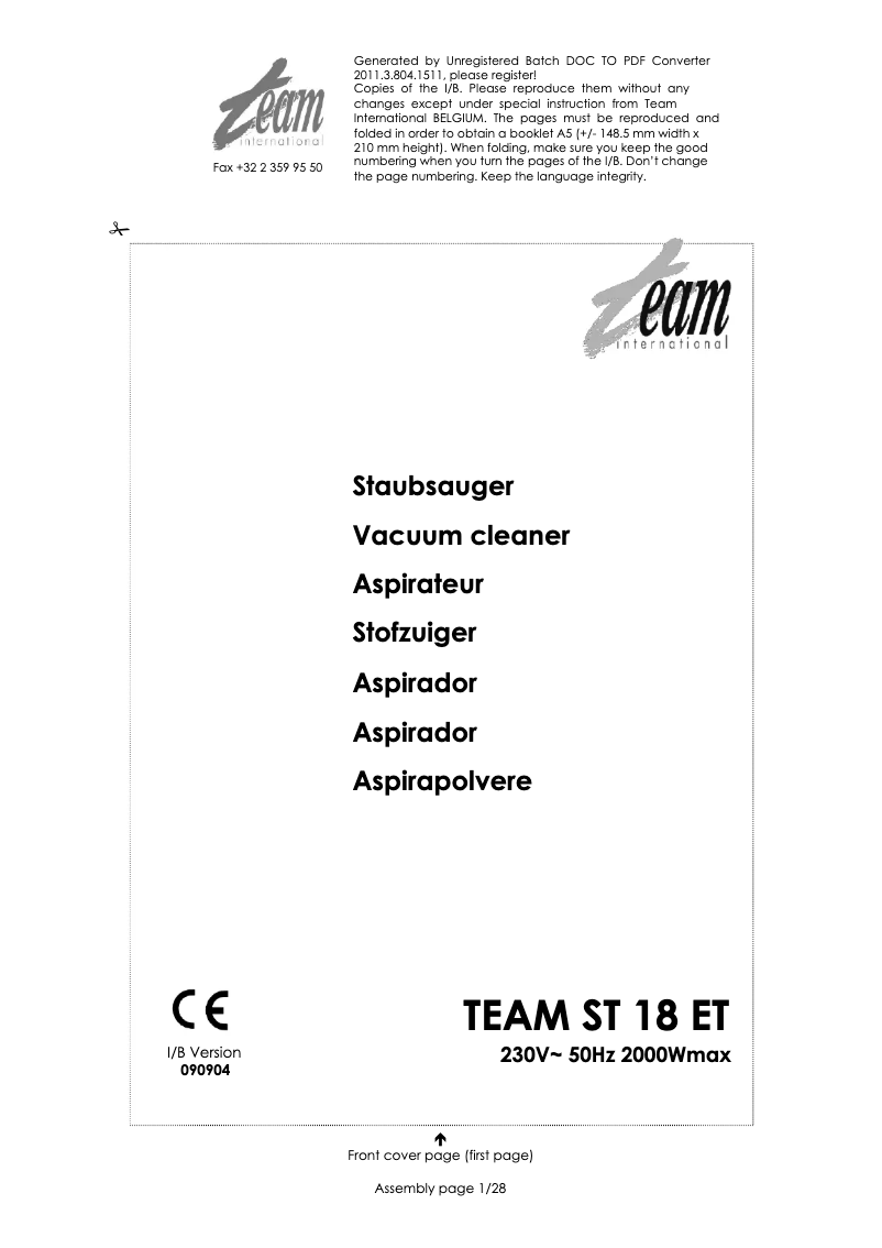 Image de la première page du manuel de l'appareil ST 18 ET