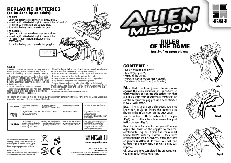 Imagen de la primera página del manual del dispositivo Alien Mission