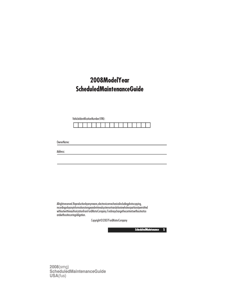 Page n°1 - Manuel d'utilisation et d'entretien Ford Explorer (2008)