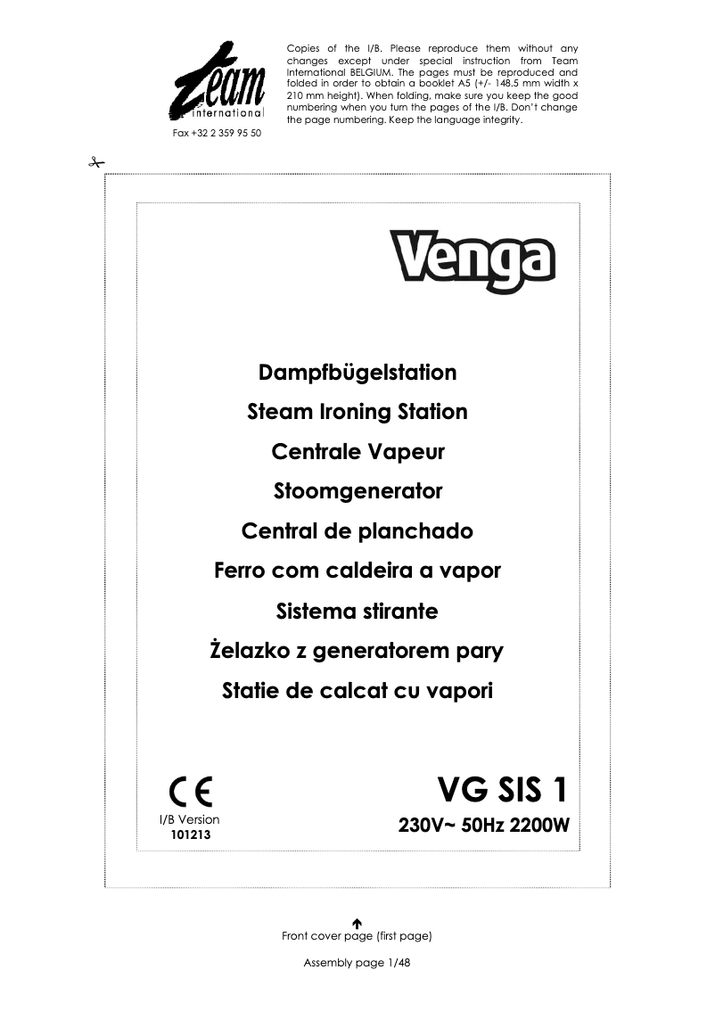 Imagen de la primera página del manual del dispositivo VG SIS 1