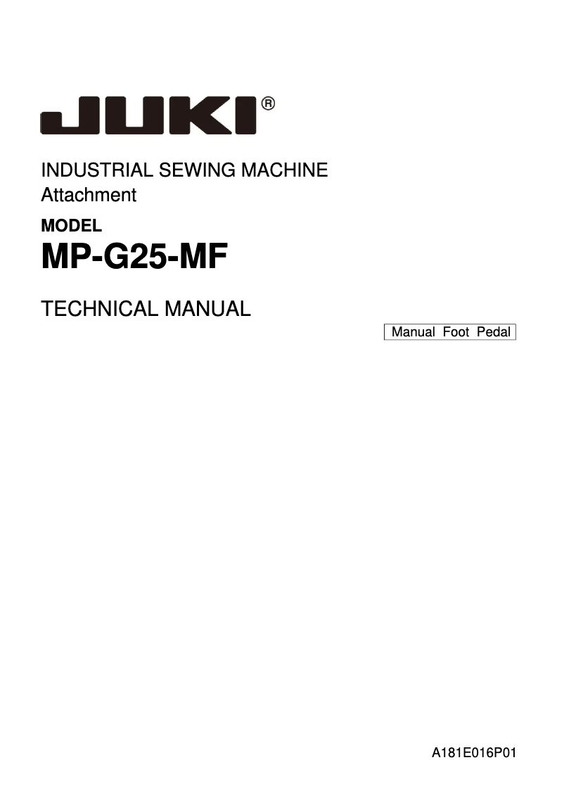Page 1 de la notice Manuel utilisateur Juki MP-G25-MF