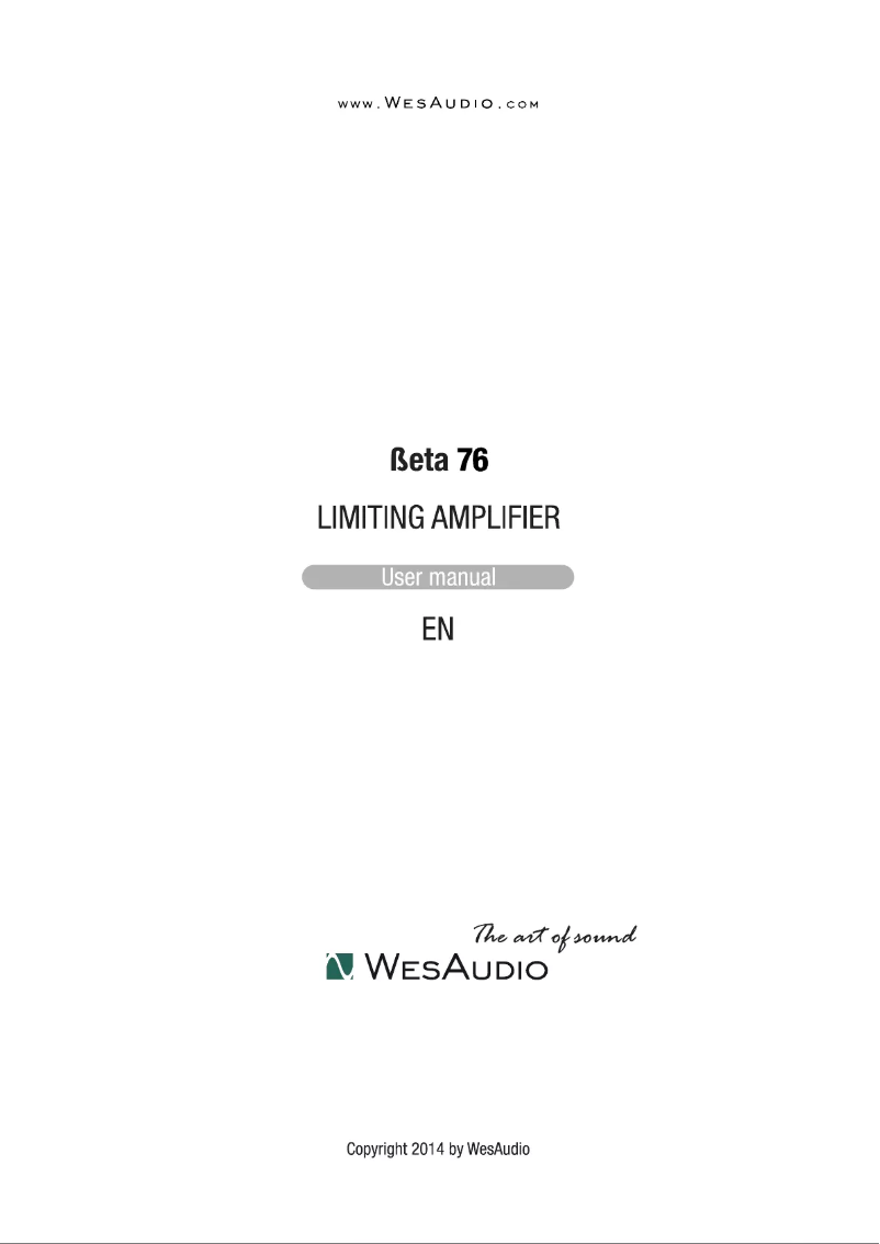 Page 1 de la notice Manuel utilisateur WesAudio BETA 76