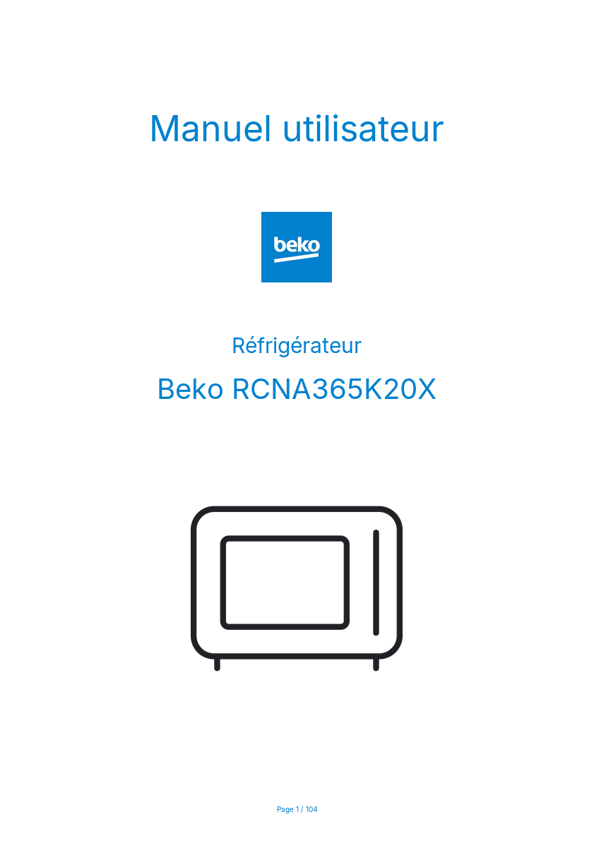 Image de la première page du manuel de l'appareil RCNA365K20X