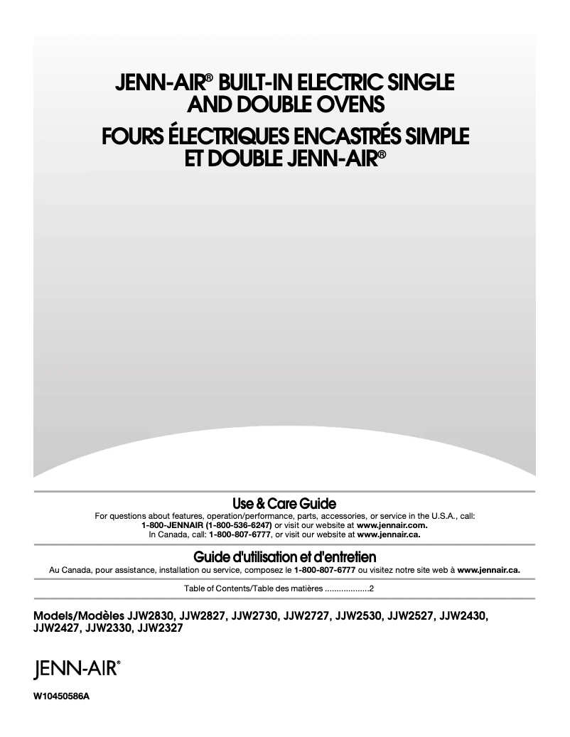 Image de la première page du manuel de l'appareil JJW2430WW