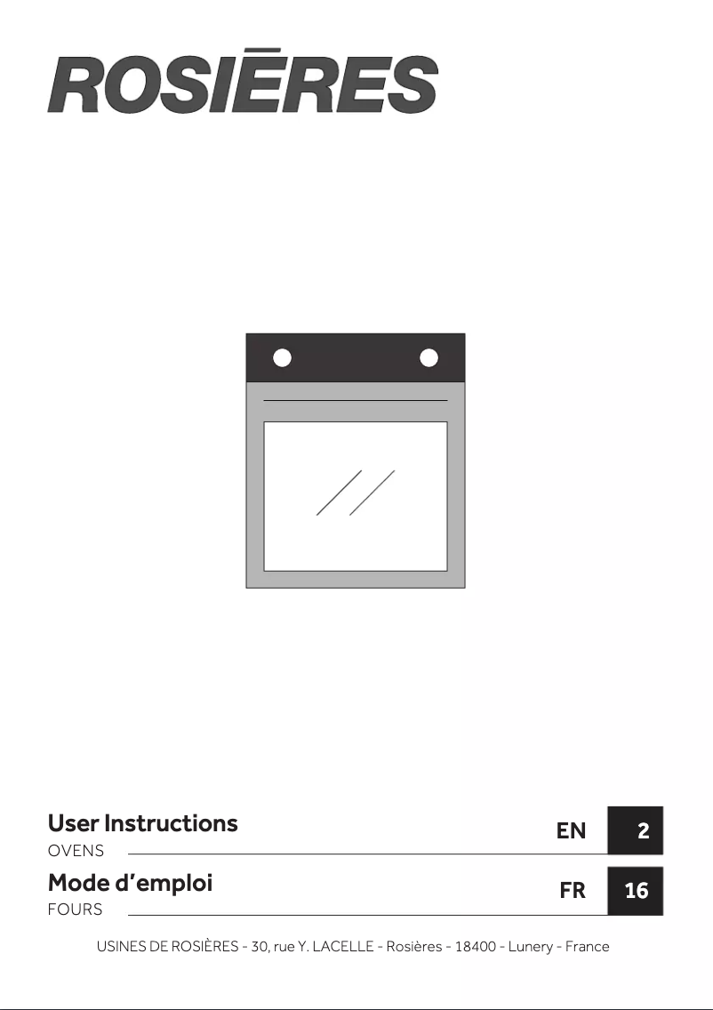 Page 1 de la notice Manuel utilisateur Rosieres RFC3O5879PIN