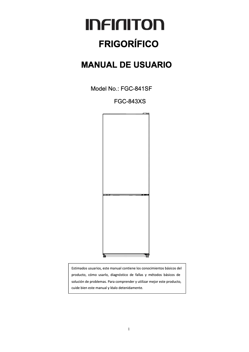 Page 1 de la notice Manuel utilisateur Infiniton FGC-841SF