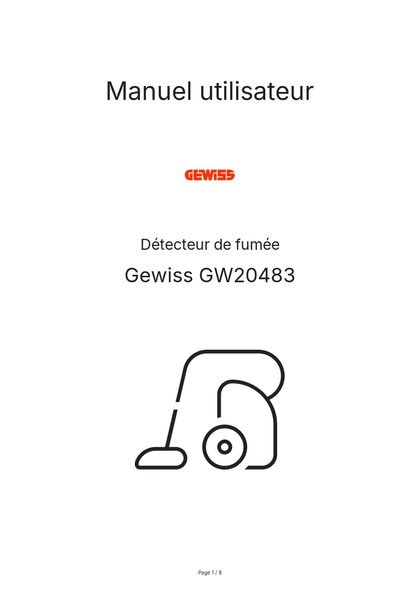 Image de la première page du manuel de l'appareil GW20483