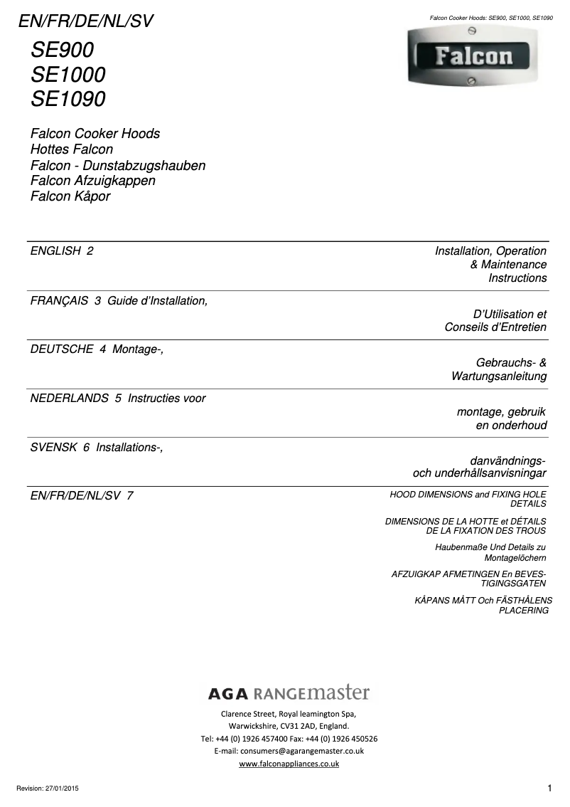 Page 1 de la notice Manuel utilisateur Falcon FHDSE1000SL