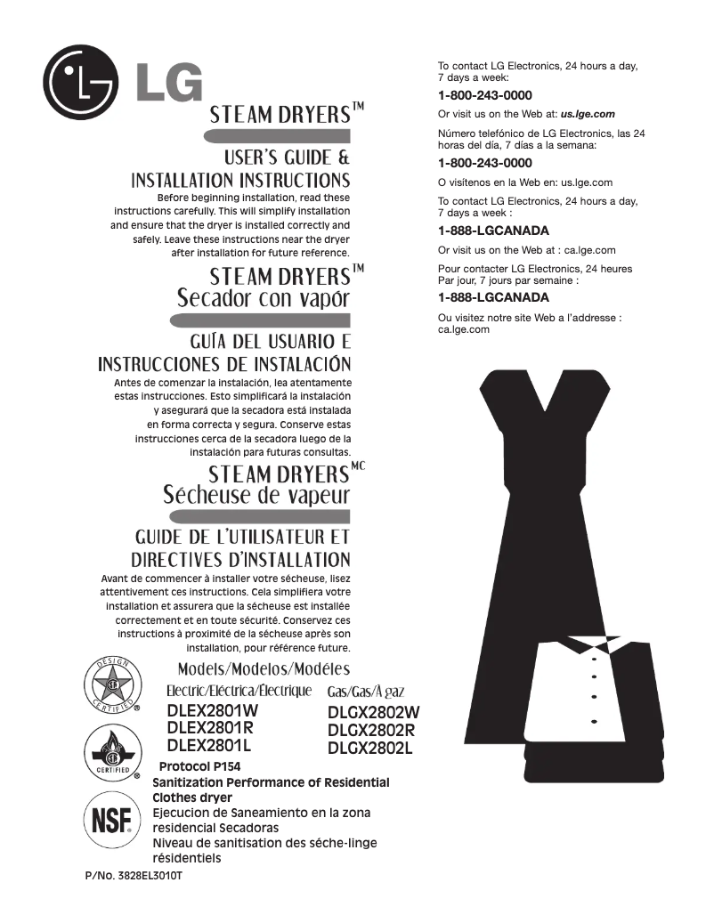 Image de la première page du manuel de l'appareil DLEX2801L