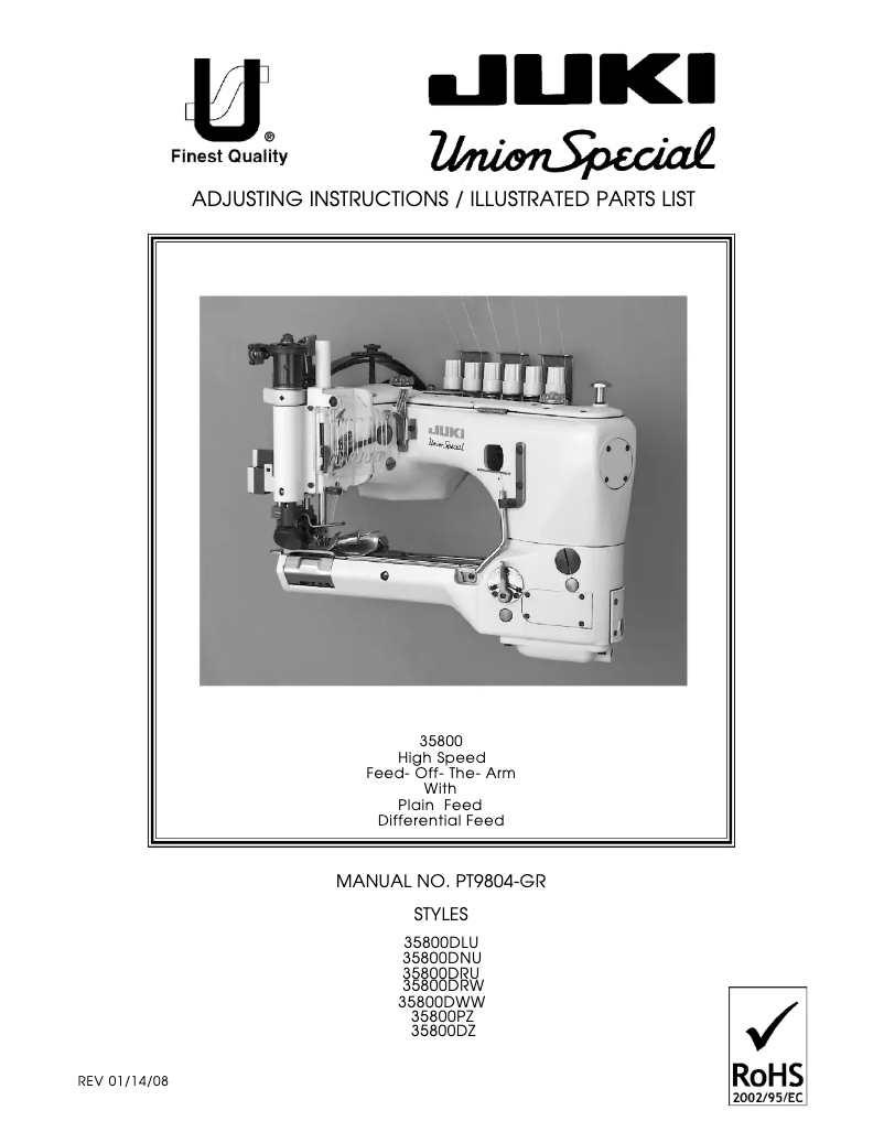 Page 1 de la notice Manuel utilisateur Union Special 35800DRW